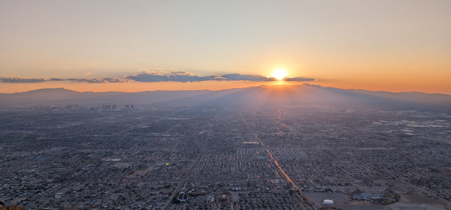 Sunset over the Las Vegas valley seen from Frenchman Mountain